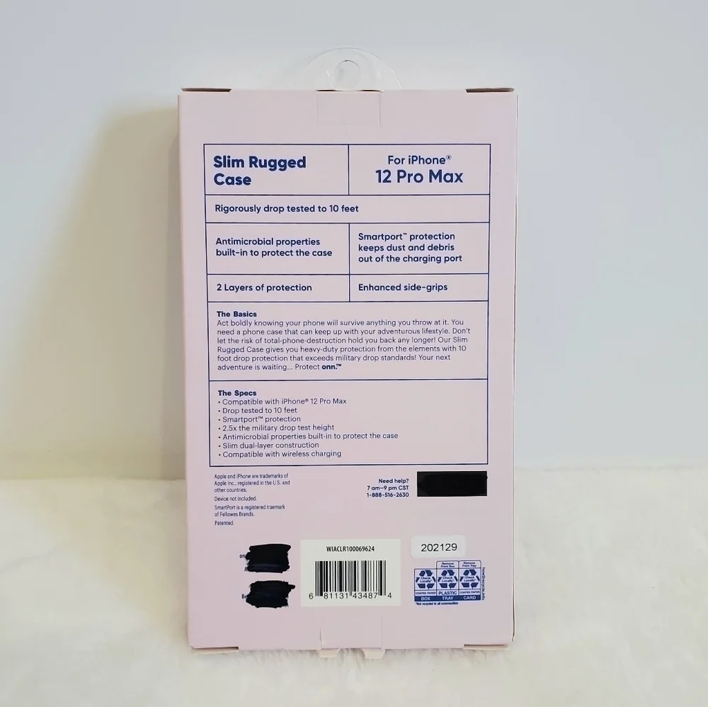 NWT Onn. Slim Rugged IPhone 12 Pro Max Clear Case